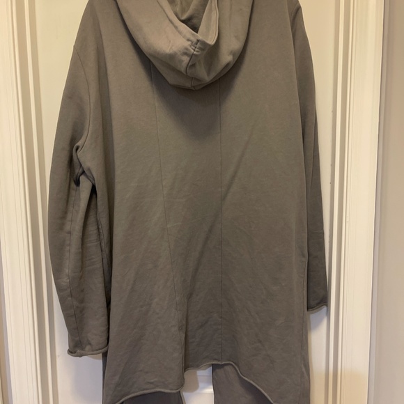 H&M Slim Fit Hooded Cardigan | Longline Open Front Coat | Size XXL Gray - Picture 3 of 4